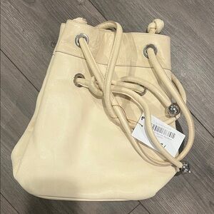 Cream Drawstring Bucket Bag